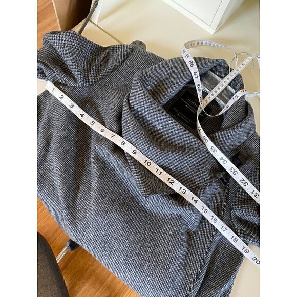allsaints check monument wool  coat sz us 4 gray check houndstooth italian cloth - Picture 14 of 17